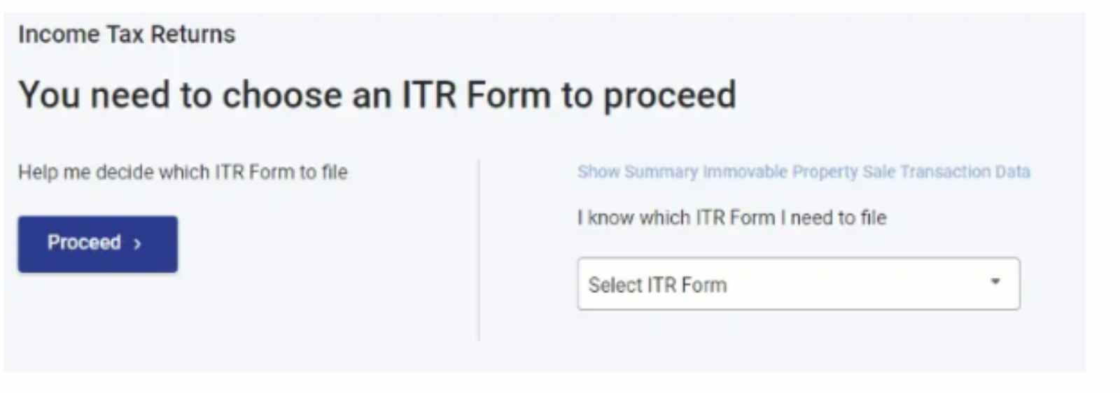 ITR Form selection