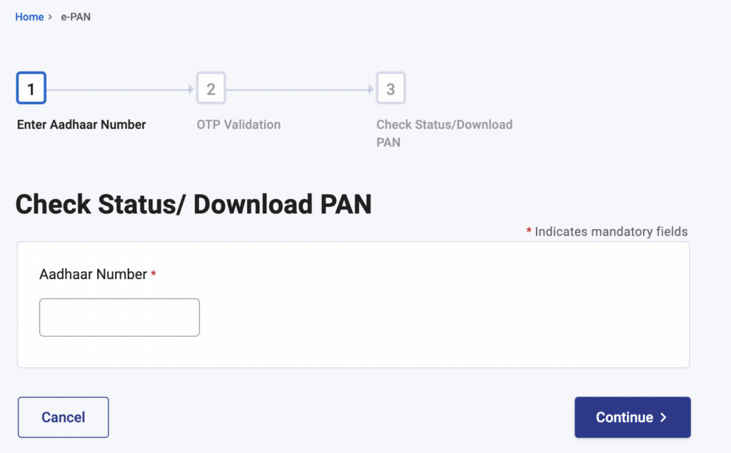pan card download through aadhar