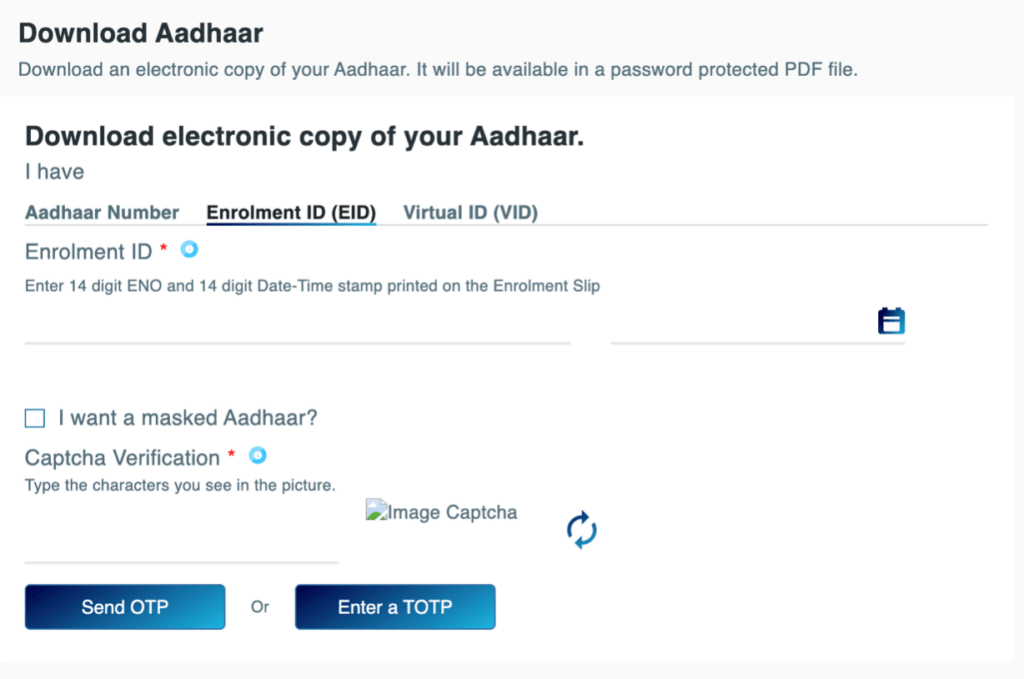 e aadhar download using eid