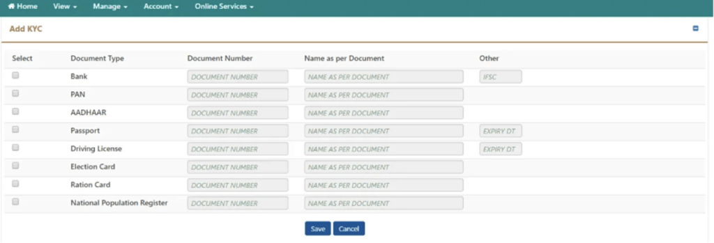 epf kyc documents list