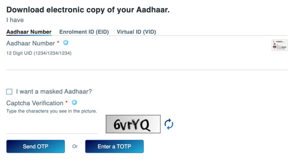 masked aadhar download