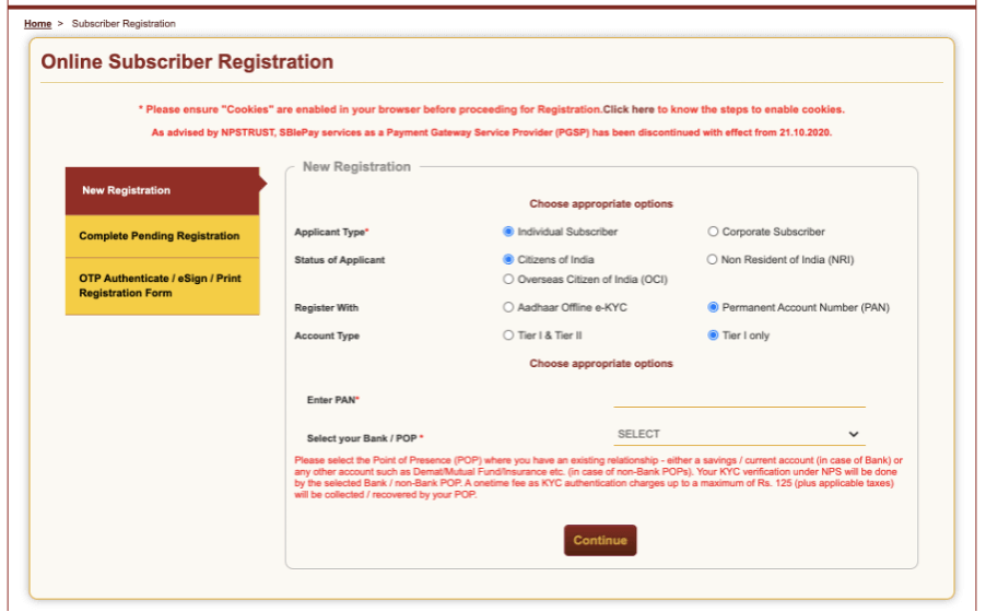 online subscriber registration