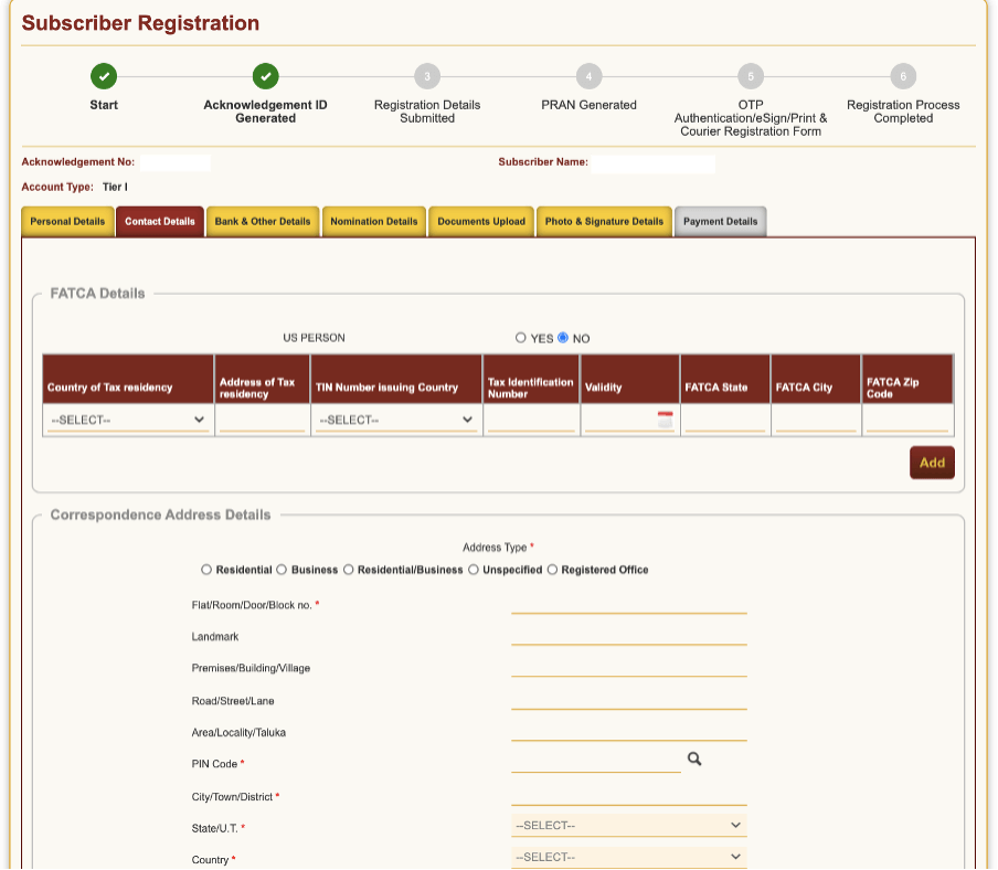 subscriber registration acknowledgement id